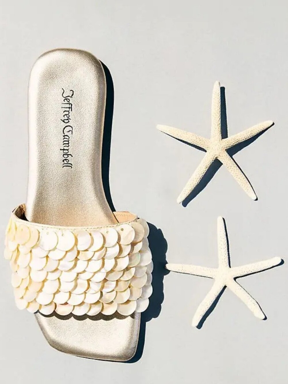 Jeffrey Campbell Fishy Sequin Slide sandal Size 10 Beige
